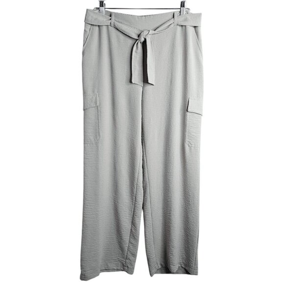 SOHO APPAREL Ltd. Wide Leg Pull On Pants LIGHT GRAY size XL Preppy Chic Beachy - Picture 1 of 8